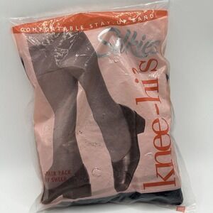 NOS Vtg Y2K Silkies Knee-hi's Stockings Navy Blue Day Sheer One Size 3-Pair Pack